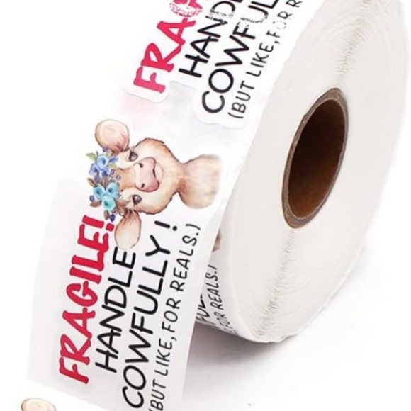 Other - Fragile Handle With Care Cow Stickers 50 Count